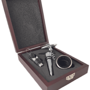 Mahogany Coloured Box With Wine Accessories