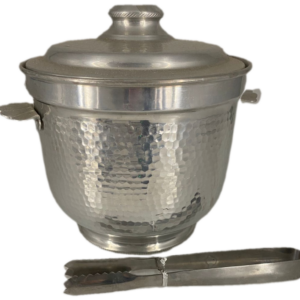 Antique Pewter Ice Bucket & Tongs